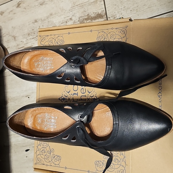 Leather American Duchess Gibson Girl Lace Keyhole Mary Jane 2.5 Edwardian Heel - Picture 7 of 17